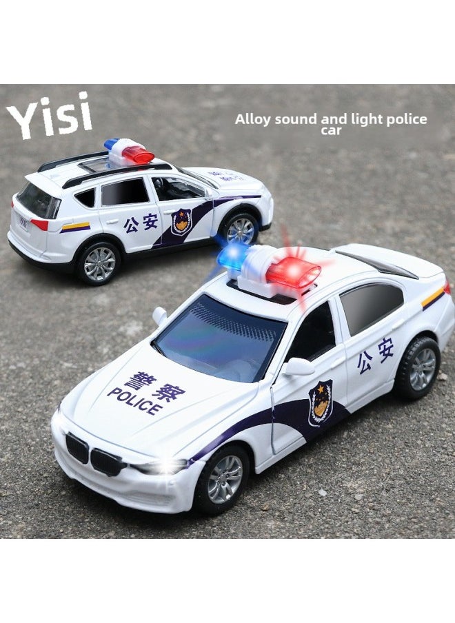 1:32 Alloy Huili Police Car Model Simulation Children's Light Music Toy Car Car A Generation Of Hair-Color:White Off-road Public Security Vehicle