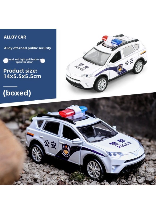 1:32 Alloy Huili Police Car Model Simulation Children's Light Music Toy Car Car A Generation Of Hair-Color:White Off-road Public Security Vehicle