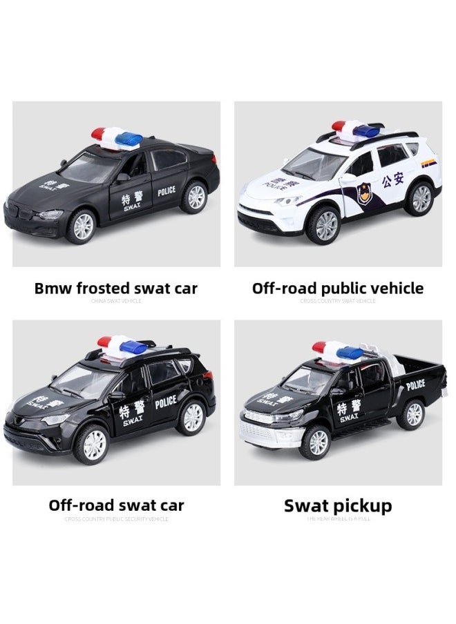 1:32 Alloy Huili Police Car Model Simulation Children's Light Music Toy Car Car A Generation Of Hair-Color:White Off-road Public Security Vehicle