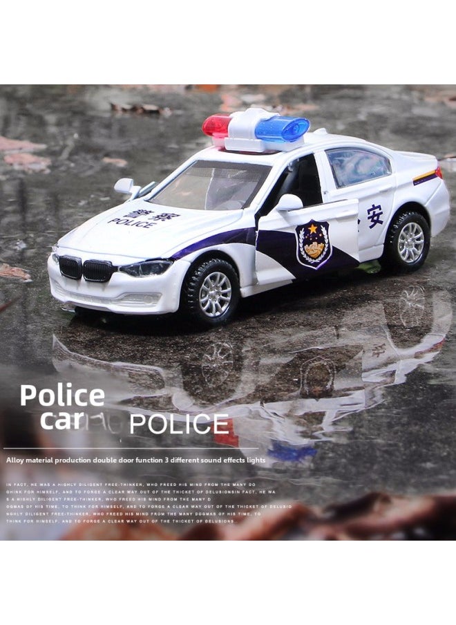 1:32 Alloy Huili Police Car Model Simulation Children's Light Music Toy Car Car A Generation Of Hair-Color:White Off-road Public Security Vehicle