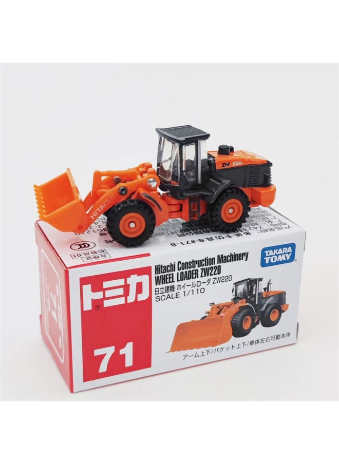 Genuine Red And White Box 1-150 Multi-American Card Alloy Car Number Nissan GTR Sports Car Transport Vehicle Engineering Vehicle Model Collection-Color:Red And White Box No. 71 - Hitachi Excavator