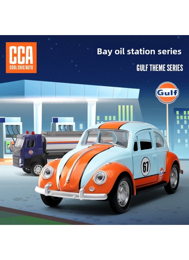 True Gulf Oil Station Joint Genuine Alloy Car Model Huili Acousto-Optic Simulation Racing Car Decoration Wholesale-Color:1-38 Volkswagen T1 Bus