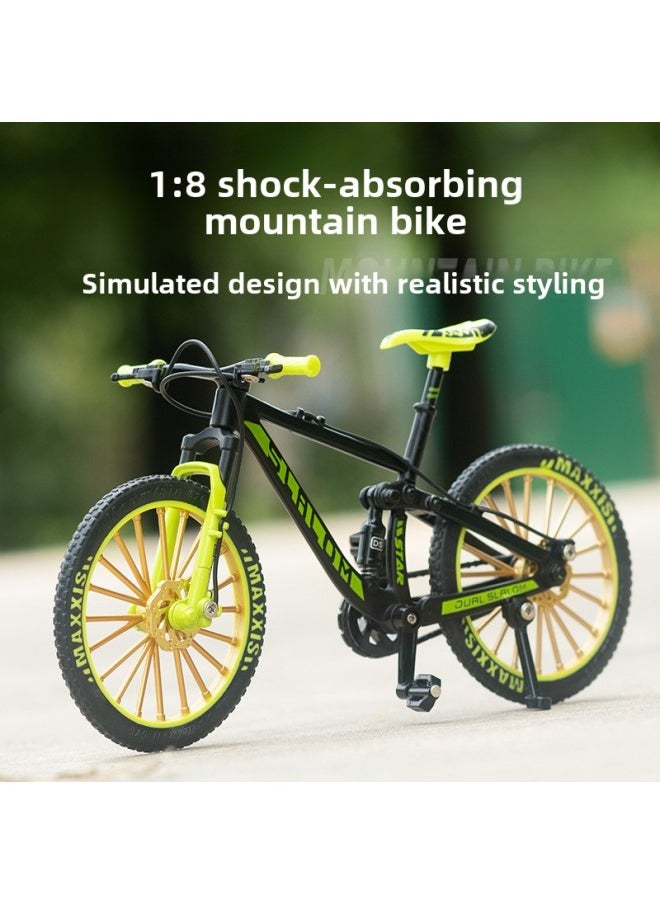 Alloy Bicycle Model Simulation Mountain Bike Speed Drop Car Road Bike Bicycle Ornaments Gift Toys Cross-border-Color:Diy Assembled 28 Large Bars  Green
