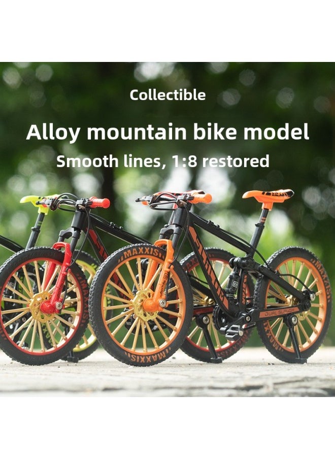 Alloy Bicycle Model Simulation Mountain Bike Speed Drop Car Road Bike Bicycle Ornaments Gift Toys Cross-border-Color:Diy Assembled 28 Large Bars  Green