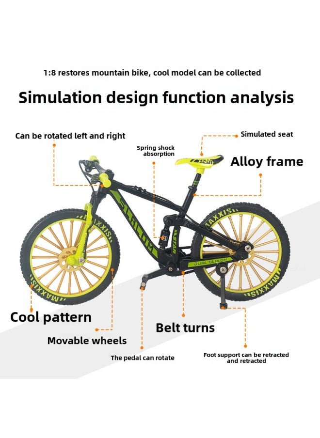Alloy Bicycle Model Simulation Mountain Bike Speed Drop Car Road Bike Bicycle Ornaments Gift Toys Cross-border-Color:Diy Assembled 28 Large Bars  Green