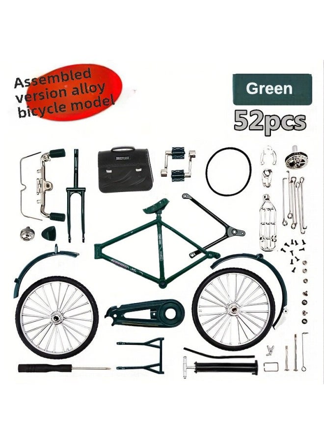 Alloy Bicycle Model Simulation Mountain Bike Speed Drop Car Road Bike Bicycle Ornaments Gift Toys Cross-border-Color:Diy Assembled 28 Large Bars  Green