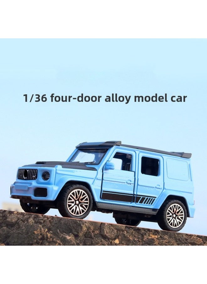 1:36 Alloy Sports Car Off-road Vehicle Model Children Boy Toy Car Back Force Door Car Ornaments Blind Box Wholesale-Color:Bobo Blue-four Doors