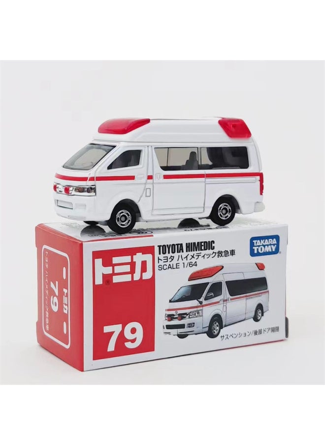 Genuine Red And White Box 1-150 Multi-American Card Alloy Car Number Nissan GTR Sports Car Transport Vehicle Engineering Vehicle Model Collection-Color:Red And White Box No. 79-toyota First Aid Vehicle