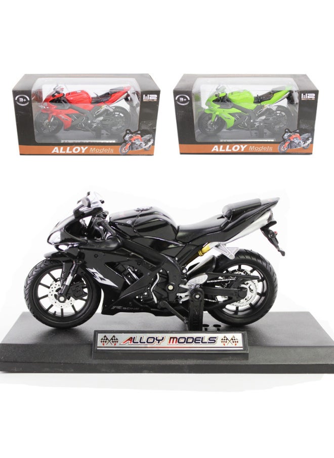 Simulation Alloy Motorcycle Model Locomotive Toy Car Desktop Baking Cake Ornaments Hobby Collection Gift-Color:Medium H7788-1 Red 1:14 Alloy Motorcycle Model Window Box