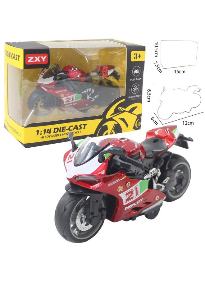 Simulation Alloy Motorcycle Model Locomotive Toy Car Desktop Baking Cake Ornaments Hobby Collection Gift-Color:Medium H7788-1 Red 1:14 Alloy Motorcycle Model Window Box