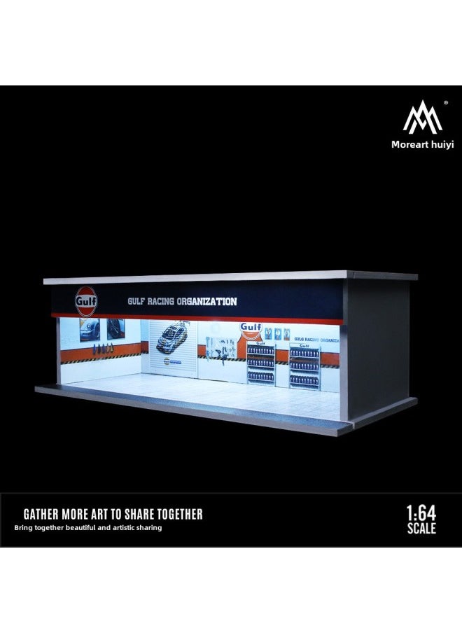 164 Scale Underground Parking Garage Car Modification Rv Position Vehicle Model Dustproof Box Led Light Assembly-Color:Light Assembly Scene Of Gulf Oil Maintenance Workshop
