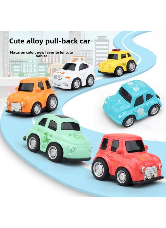 Children's Toy Q Version Cute Cartoon Palm Pocket Alloy Car Toy Pull Back Metal Car Model-Color:Bagged 8-type Coated Duck A Alloy Team (the Price Is One)