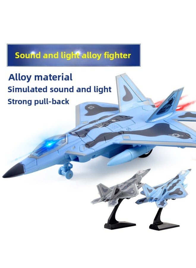 Light Sound Effect Pull Back Alloy Aircraft Model Children's Toys Aerospace Alloy Fighter-Color:Ghost Bomber B- 2A White