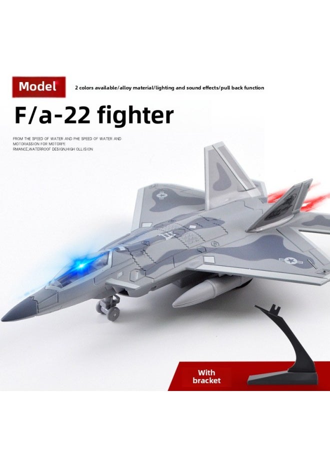 Light Sound Effect Pull Back Alloy Aircraft Model Children's Toys Aerospace Alloy Fighter-Color:Ghost Bomber B- 2A White