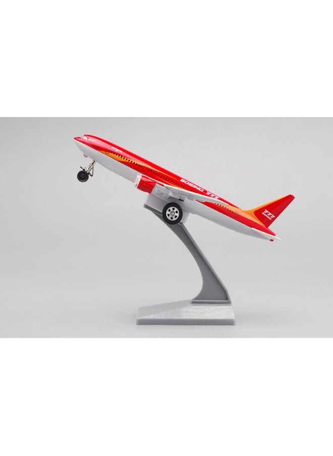 Simulation Boeing 777 Passenger Plane Color-per Alloy Aircraft Model Airbus Acousto-optic Pullback Children's Boy Toy-Color:Red