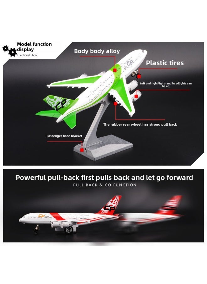 Simulation Boeing 777 Passenger Plane Color-per Alloy Aircraft Model Airbus Acousto-optic Pullback Children's Boy Toy-Color:Red