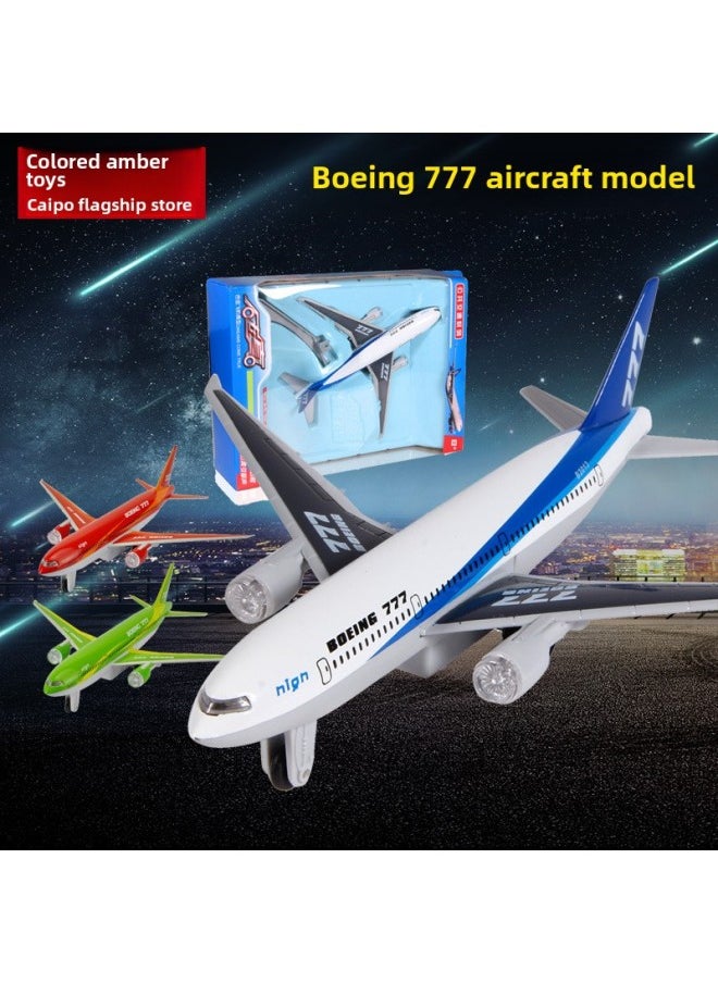 Simulation Boeing 777 Passenger Plane Color-per Alloy Aircraft Model Airbus Acousto-optic Pullback Children's Boy Toy-Color:Red