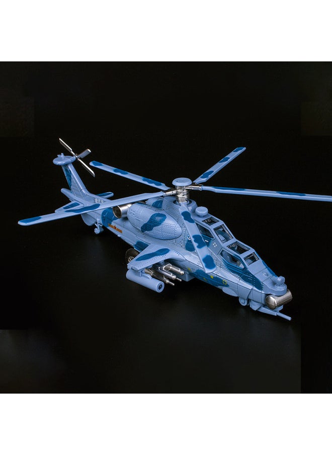 Alloy Aircraft Model Armed Helicopter Aircraft 1:48 Metal Ornaments Wuzhi Shizhi 20 Finished Aircraft Model Ornaments-Color:[Sound And Light Version] Wuzhi Ten Camouflage Blue-No Bracket