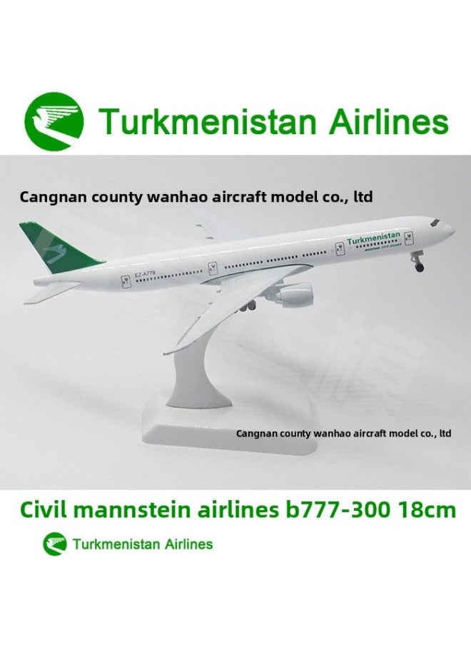 Metal Aircraft Model B777-300ER20cm Aviation Simulation Model Gift Collection China Eastern Airlines Vietnam Indonesia-Color:B777-300ER Turkmenistan Turkmenistan