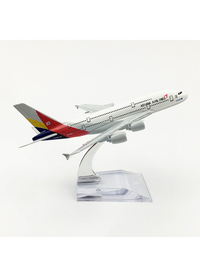 1:400 Civil Aviation Aircraft Model Alloy International Airbus Model Simulation Office Aircraft Model Ornaments-Color:Asiana Airlines Airbus A380