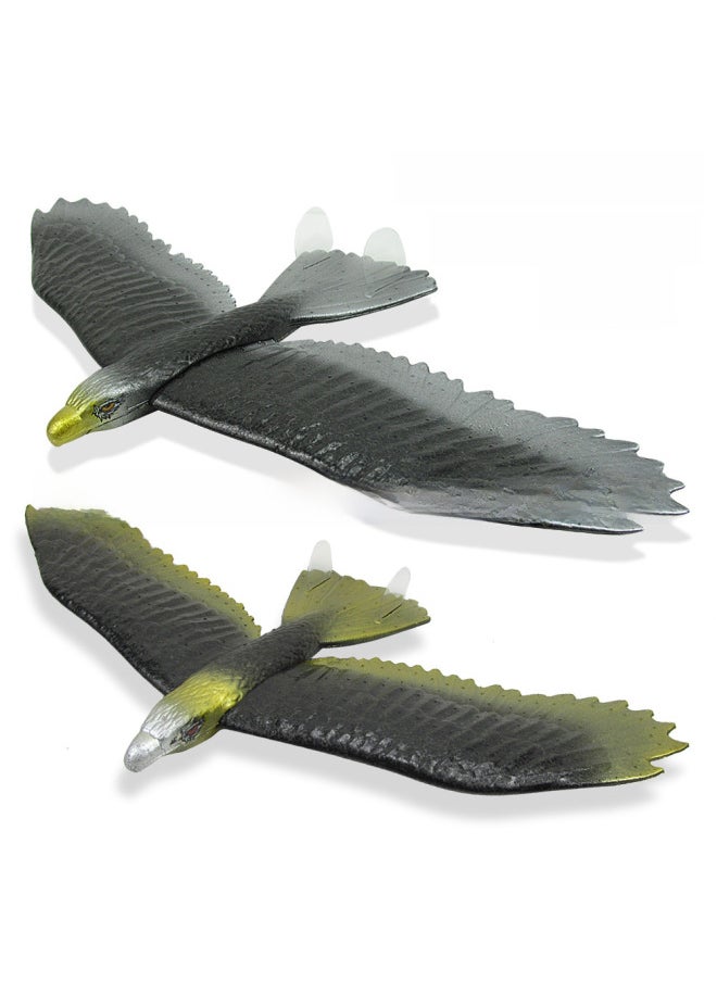 Product EPP Foam Hand-throwing Aircraft Hand-throwing Eagle Glider DIY Aviation Model Children's Toy 2 Pieces-Color:57cm Flying Eagle Hand Throwing Aircraft Gold + Silver 2 Zhuang (119g)