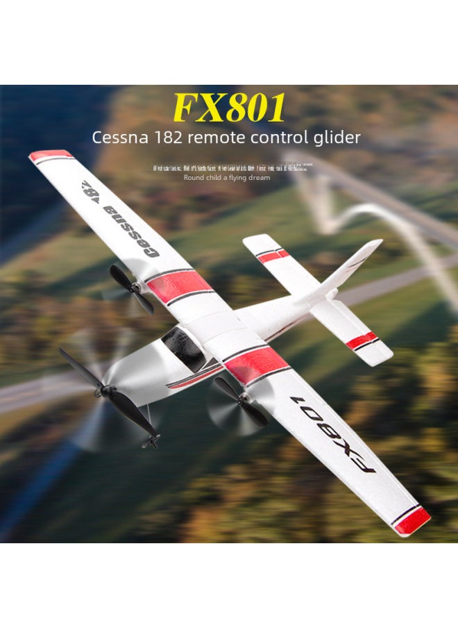 Fx801 Sesna Remote Control Airplane Fixed Wing Model Foam Glider Children's Toy Sailplane Easy To Assemble Durable Outdoor Play-Color:2 No. 5 Dry Batteries