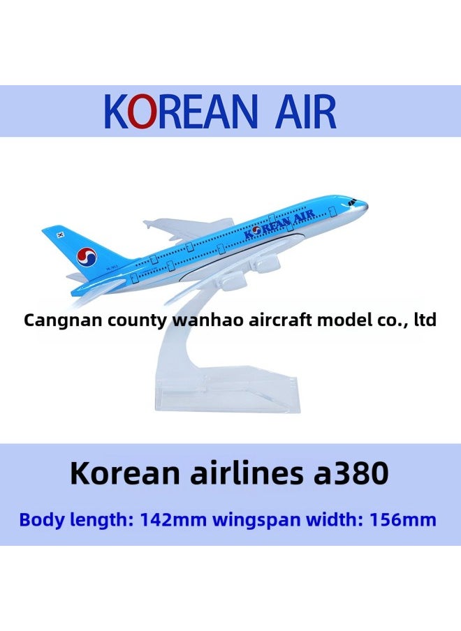 Special 15 Yuan A380 Aircraft Model 16cm Original Model UAE Malaysia Airlines KT Powder Gift Collection Alloy Simulation-Color:A380 Korean Korean