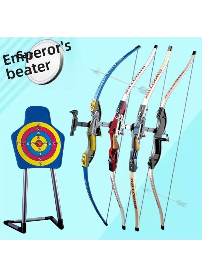Traditional Sucker Children's Bow And Arrow Toy Suit Parent-Child Outdoor Competitive Archery Shooting Reflex Compound Bow Stand-Color:Big Blue Model + 10 Arrows + Hanging Target