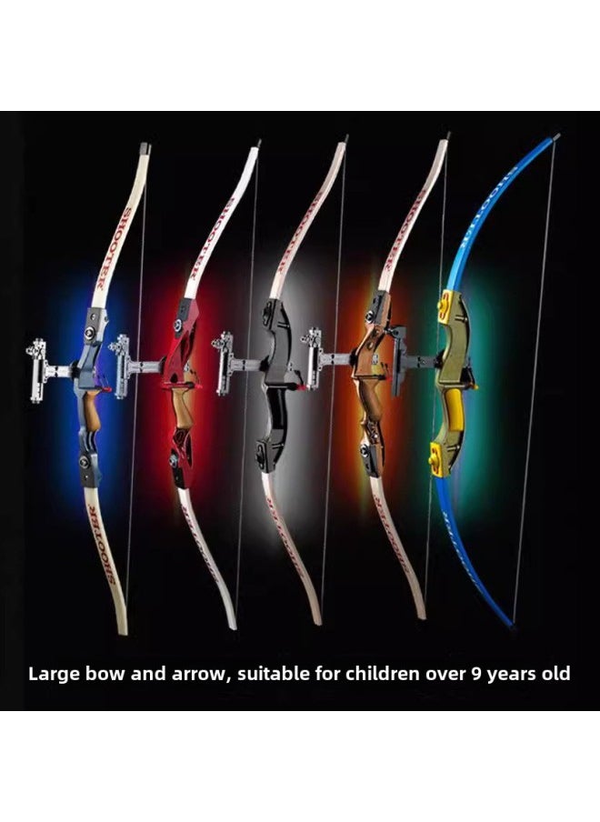 Traditional Sucker Children's Bow And Arrow Toy Suit Parent-Child Outdoor Competitive Archery Shooting Reflex Compound Bow Stand-Color:Big Blue Model + 10 Arrows + Hanging Target
