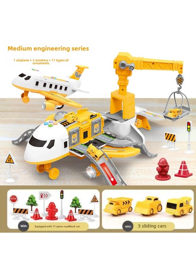 Children's Toy Storage Airplane Small Boys Police Firefighter Educational Foldable Multi-functional Vehicle Hot Sale-Color:Storage Crane Aircraft (Engineering Color Box)