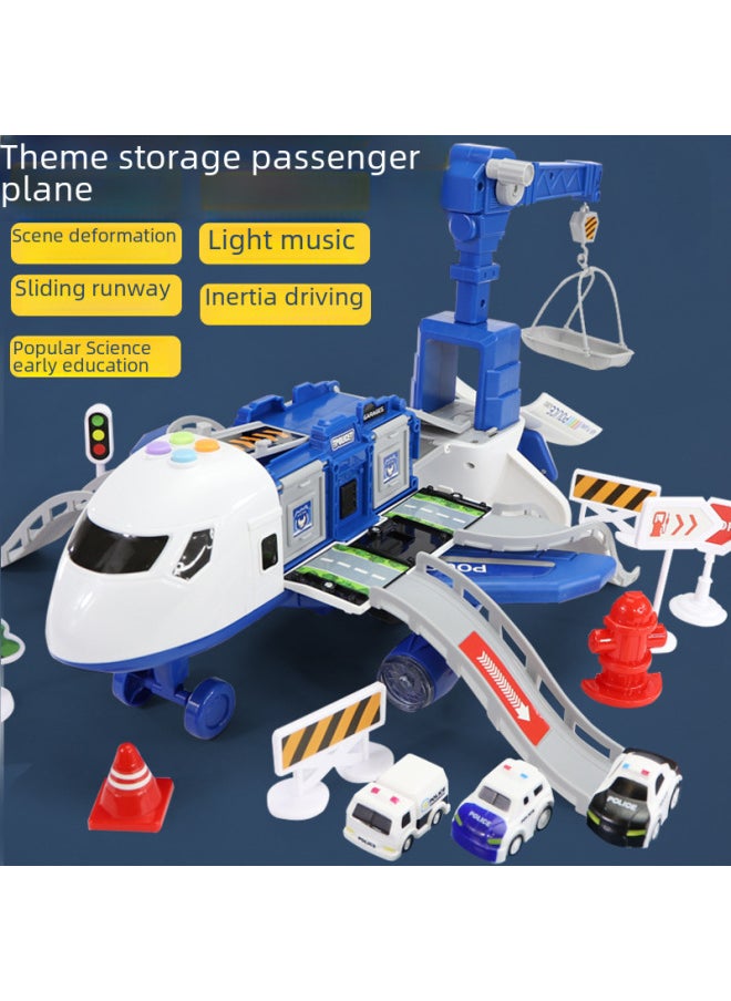Children's Toy Storage Airplane Small Boys Police Firefighter Educational Foldable Multi-functional Vehicle Hot Sale-Color:Storage Crane Aircraft (Engineering Color Box)
