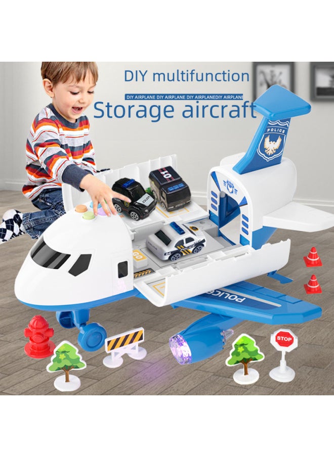 Children's Toy Storage Airplane Small Boys Police Firefighter Educational Foldable Multi-functional Vehicle Hot Sale-Color:Storage Crane Aircraft (Engineering Color Box)
