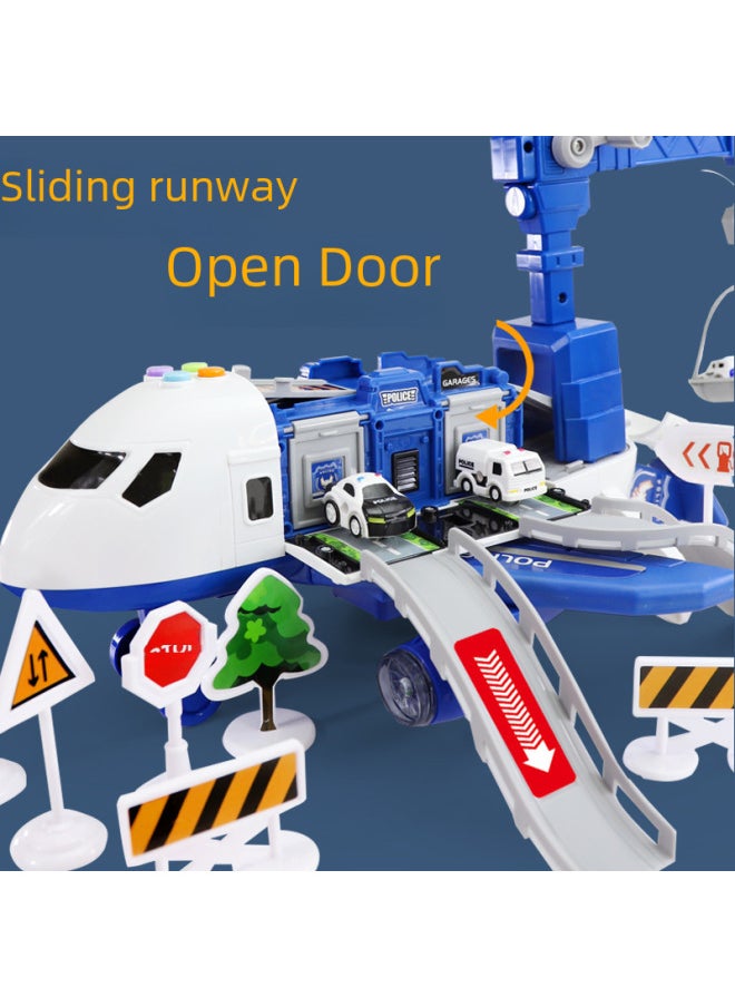 Children's Toy Storage Airplane Small Boys Police Firefighter Educational Foldable Multi-functional Vehicle Hot Sale-Color:Storage Crane Aircraft (Engineering Color Box)