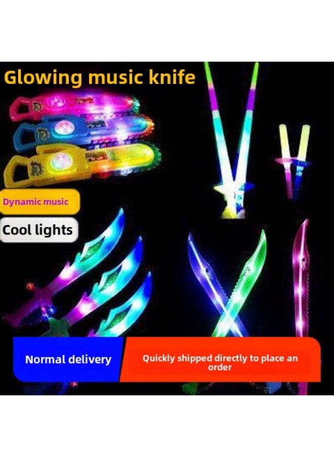Children's Luminous Boy Toy Stall Night Market Square Music Luminous Colorful Induction Sword Stick Toy Wholesale-Color:Spray Painted Dragon Slaying Knife_5 Pieces (random Color)