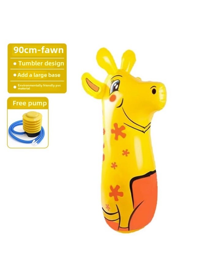 Dinosaur Inflatable Tumbler Doll Large Size Kids Kids Baby Boxing Workout Inflatable Gift-Color:#▊▉Fawn Tumbler/free Pump㏇%