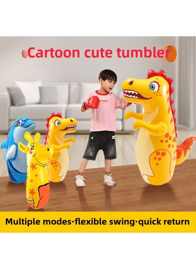 Dinosaur Inflatable Tumbler Doll Large Size Kids Kids Baby Boxing Workout Inflatable Gift-Color:#▊▉Fawn Tumbler/free Pump㏇%