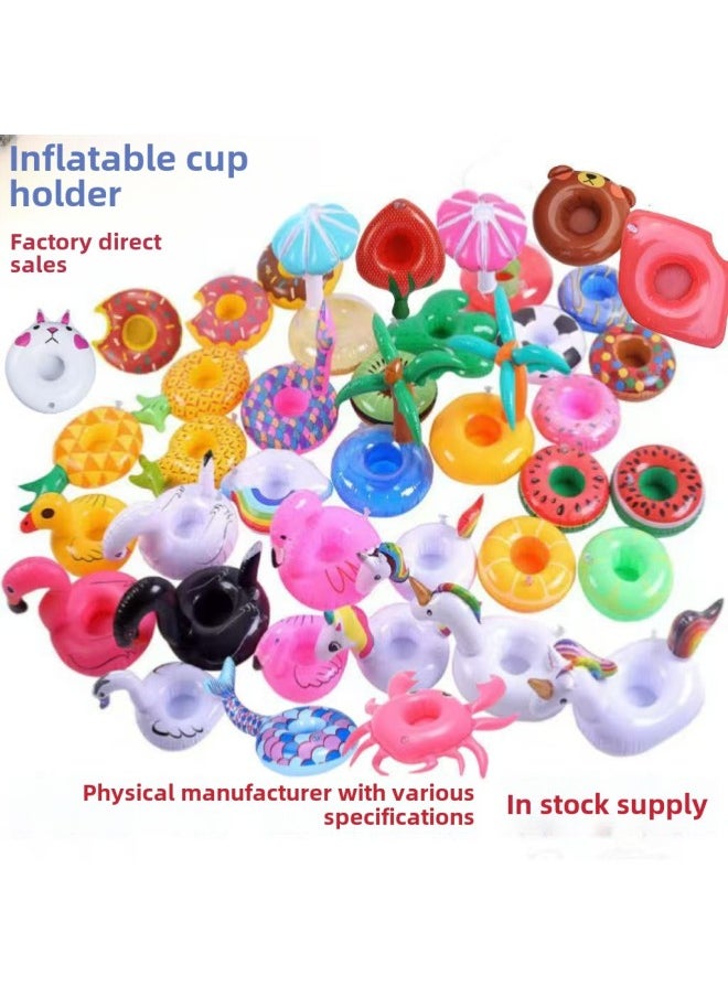 Inflatable Flamingo Donut Lemon Watermelon Pineapple Crab Love Cup Holder Inflatable Water Coaster-Color:Rabbit-Specifications:Inflatable Cup Holder