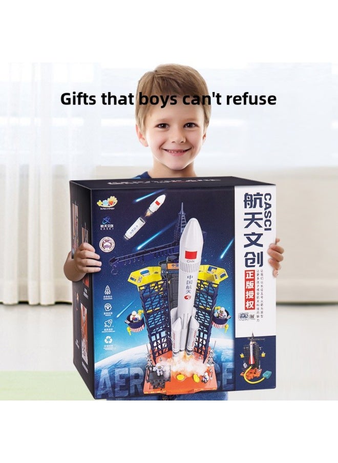 Children's Rocket Space Shuttle Toy Long March 5 Tiangong Space Station Spacecraft Lunar Rover Assembled Model-Color:Air Pressure Rocket China Space Station