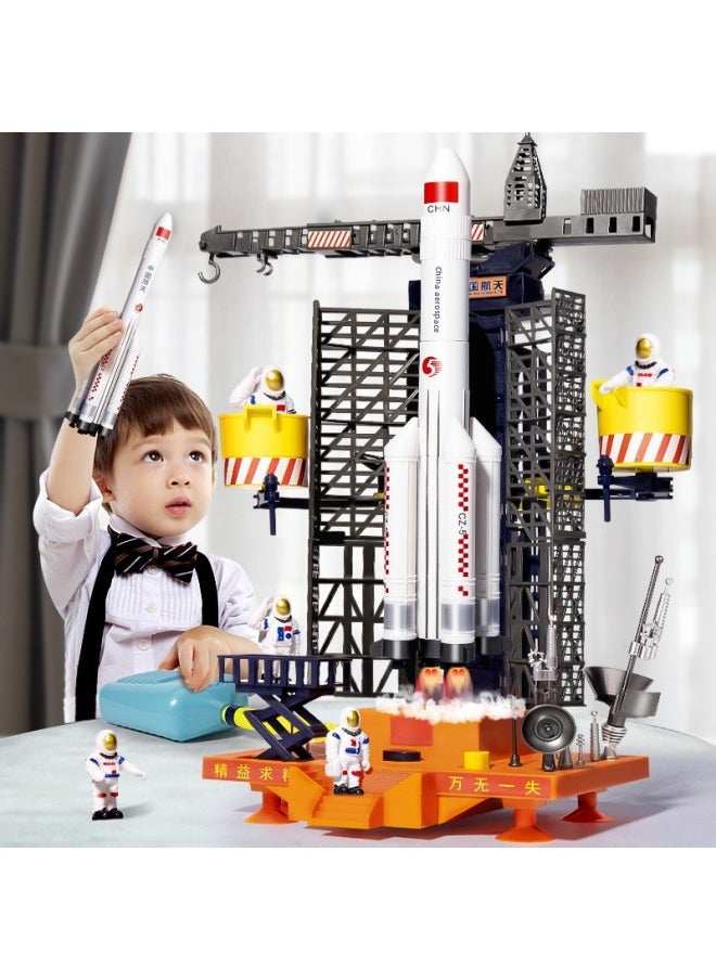 Children's Rocket Space Shuttle Toy Long March 5 Tiangong Space Station Spacecraft Lunar Rover Assembled Model-Color:Air Pressure Rocket China Space Station