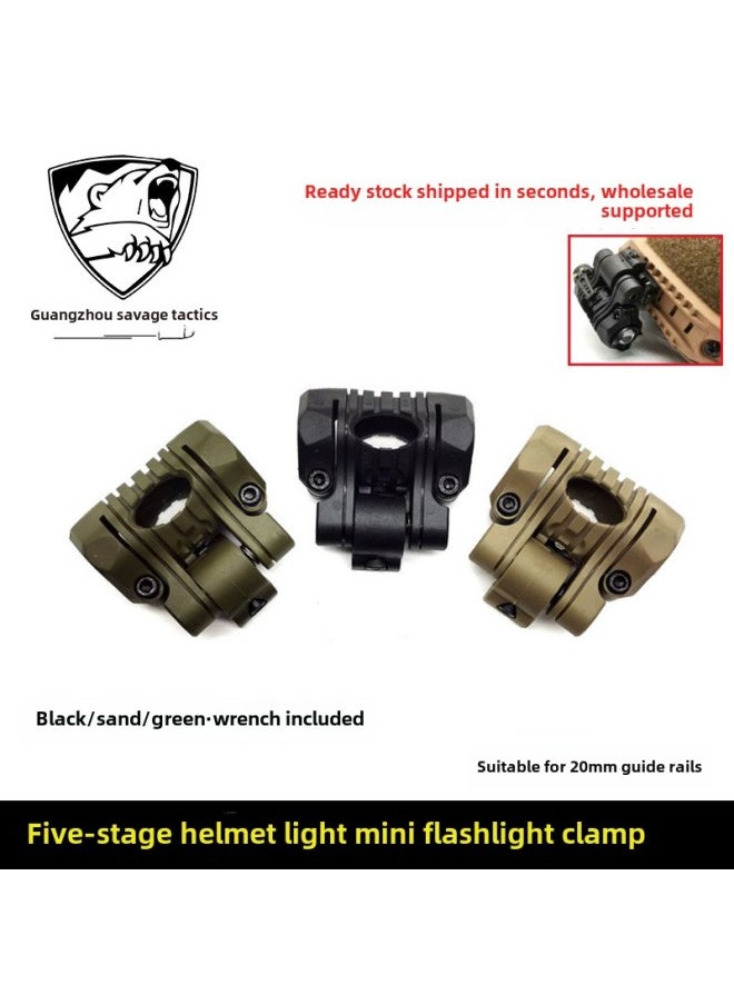 25mm Five-gear Flashlight Clip Fishbone Clamp Rail Helmet Flashlight Bracket Fishbone Electric Collet-Color:Sand OT0424