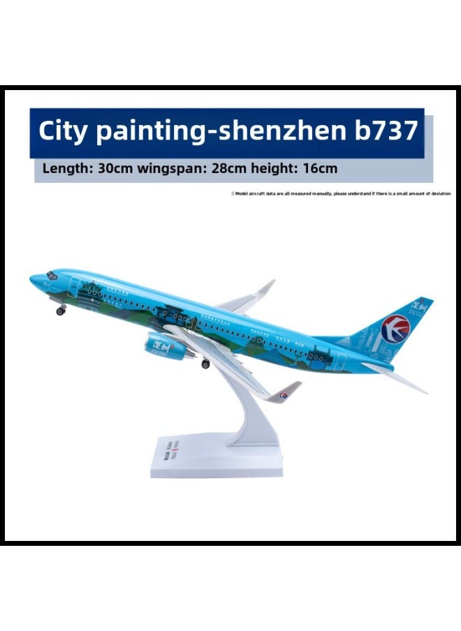 Toy Airplane Model Boeing 747-400 Lufthansa Airlines Highly Detailed Diecast Metal Plane Stand-Color: City Painting-Shenzhen No. B737-30cm