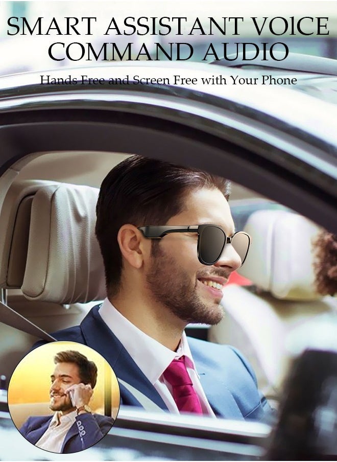 Smart Glasses,Bluetooth 5.0 Sunglasses Wireless Bluetooth Headset Waterproof Compatible with Smart Phones Easy to Make Phone Calls and Listen to Music Polarized Lenses