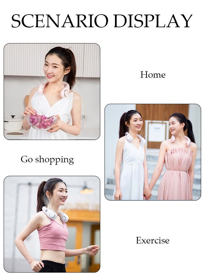 Portable Neck Fan with Battery Display 3 Speed Rechargeable Bladeless Neck Fan, Adjustable Wearable Personal Fan for Women and Men Great Cooling Fan For Travel, Outdoors & Sports