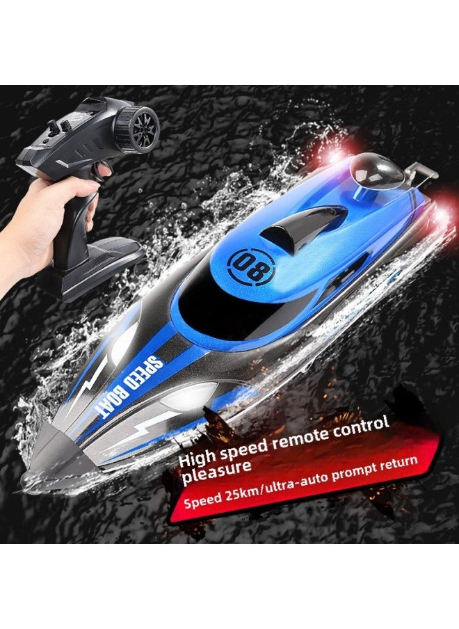 High-Speed Remote Control Boat HJ808 2.4G Hydrodynamic Racing Yacht Model Children's Toy Competitions Boat For Boys-Color:Blue (Chinese Packaging)