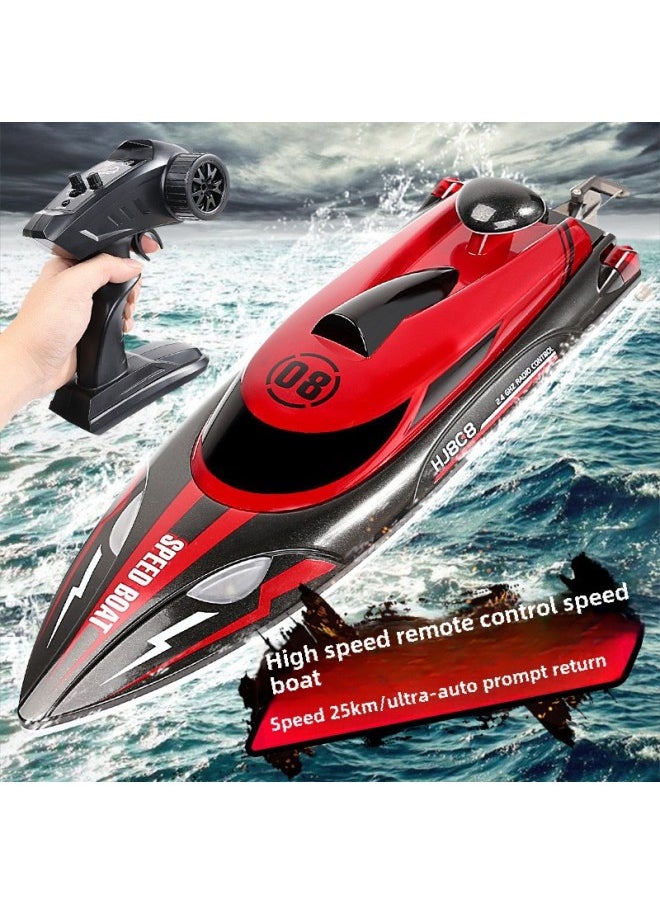 High-Speed Remote Control Boat HJ808 2.4G Hydrodynamic Racing Yacht Model Children's Toy Competitions Boat For Boys-Color:Blue (Chinese Packaging)