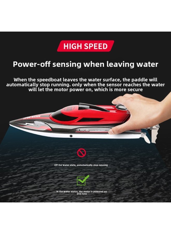 High-Speed Remote Control Boat HJ808 2.4G Hydrodynamic Racing Yacht Model Children's Toy Competitions Boat For Boys-Color:Blue (Chinese Packaging)