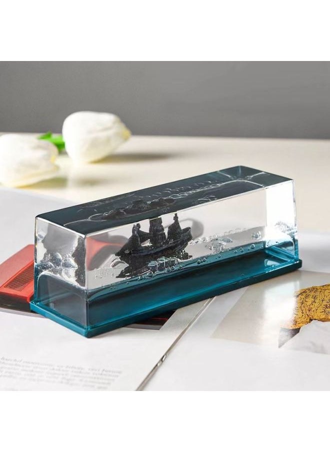 [Direct Supply] Cruise Ship Fluid Drift Bottle Titanic Desktop Decoration Decoration Birthday Gift-Color:Drift Bottle Black Pearl
