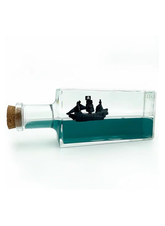 [Direct Supply] Cruise Ship Fluid Drift Bottle Titanic Desktop Decoration Decoration Birthday Gift-Color:Drift Bottle Black Pearl