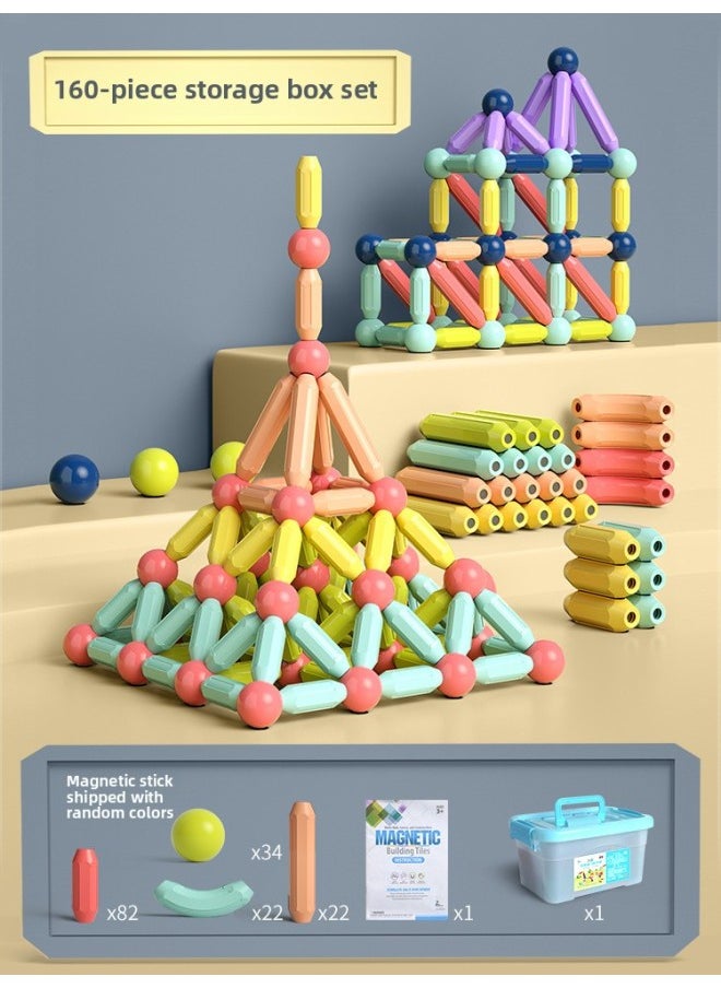 Variety Magnetic Rod Building Blocks Suit Children's Exotic Diy Steam Disinfection Strong Magnetic Ball Puzzle Magnet Toy-Specifications:Large Size 160 Pieces