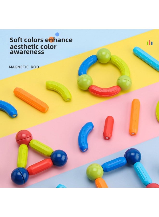Variable Magnetic Bar Puzzle Early Education Magnet Toy Storage Box Assembled Strong Magnetic Children Building Blocks Wholesale-Color:Changeable Magnetic Rod 128p Storage Box